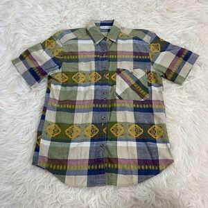 Backroad Blues Womens Vintage 90s Plaid Patchwork Embroidered Button Down Top Sm